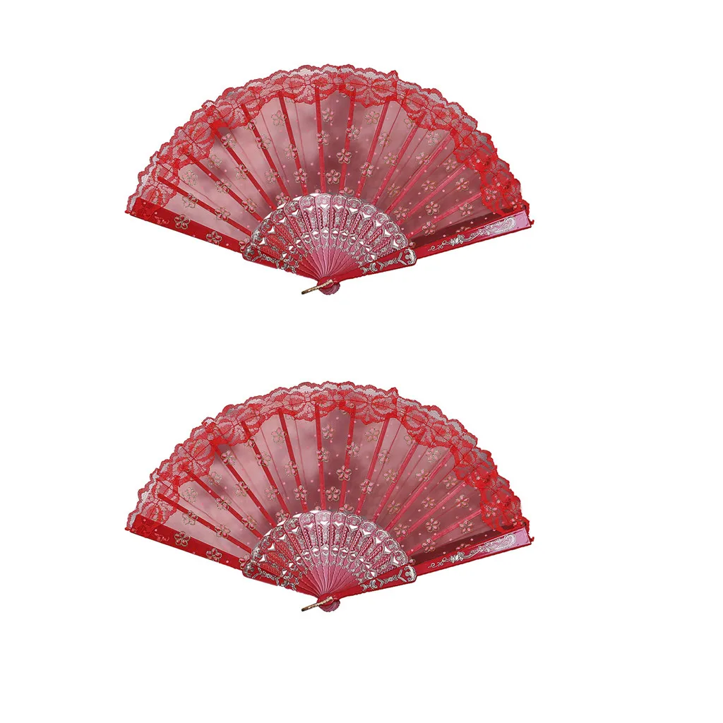 

hand fans decorative Elegant hand fans personalized 2PCBest Chinese Style Dance Wedding Party Lace Silk Folding Flower Fan K620