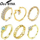 Octbyna простое Золотое Брендовое кольцо для женщин обручальное свадебное ювелирное изделие с фианитами оптовая продажа