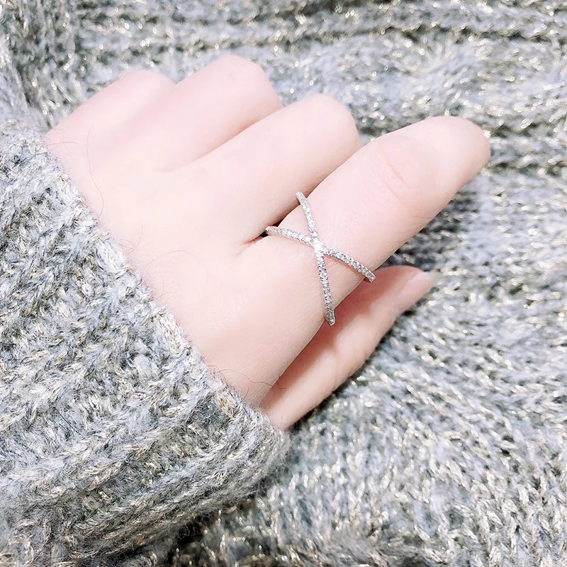 60% Серебряные кольца для Для женщин ювелирные украшения крест кубический циркон