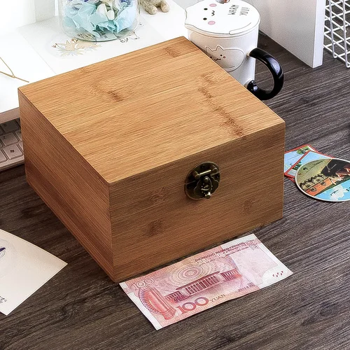 20x20x12cm Бамбуковая коробка квадратный Рабочий стол ключ ватные палочки коробка для хранения ювелирных изделий коллекция упаковки макияж Органайзер безделушки коробки - Цвет: 20x20x12cm