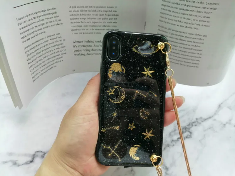 Для iphone XS MAX милый Роскошный Мраморный лунный чехол через плечо с цепочкой для телефона iphone 11 pro max case X XR 6 6S 7 8 plus чехол на ремне