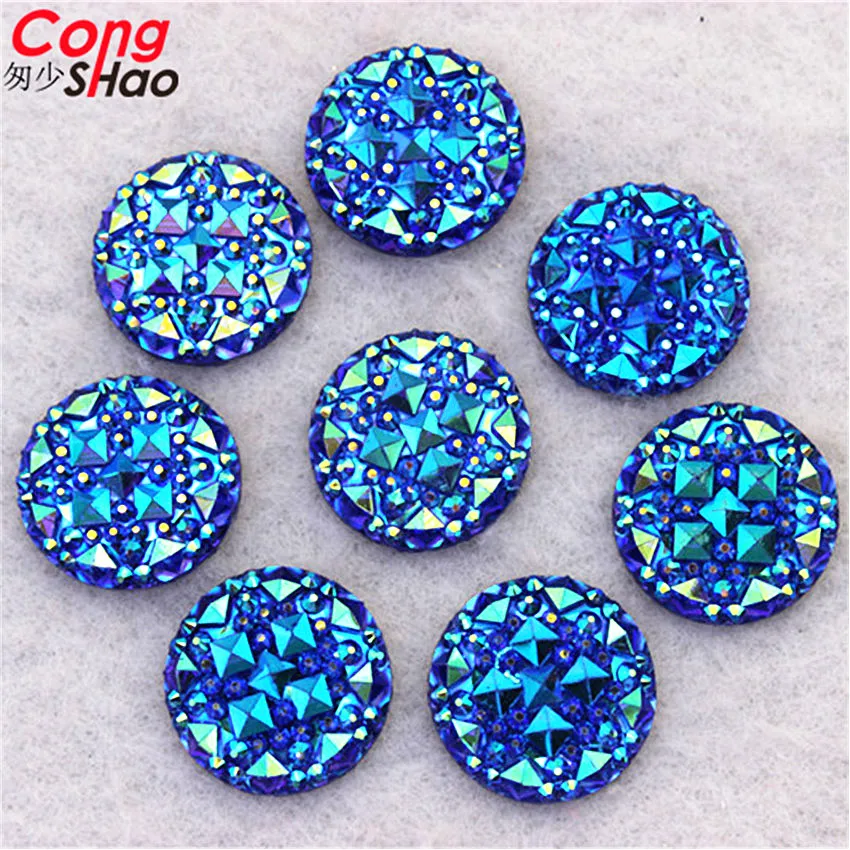 Cong Shao 18mm 50PCS AB Colorful Round Stones And Crystals Flat Back Resin Rhinestone Applique DIY Costume Accessories ZZ34 | Дом и сад