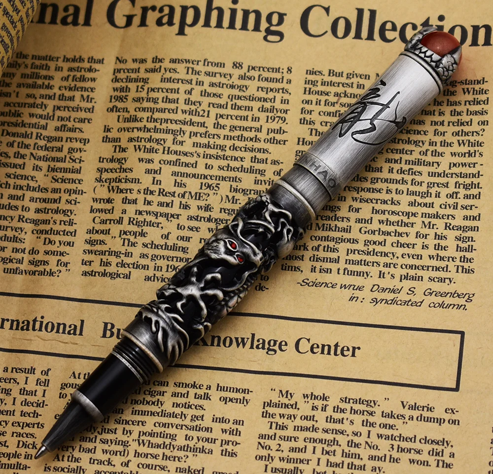 Новинка Jinhao Dragon King винтажная Ручка роллер с уникальным металлическим тиснением