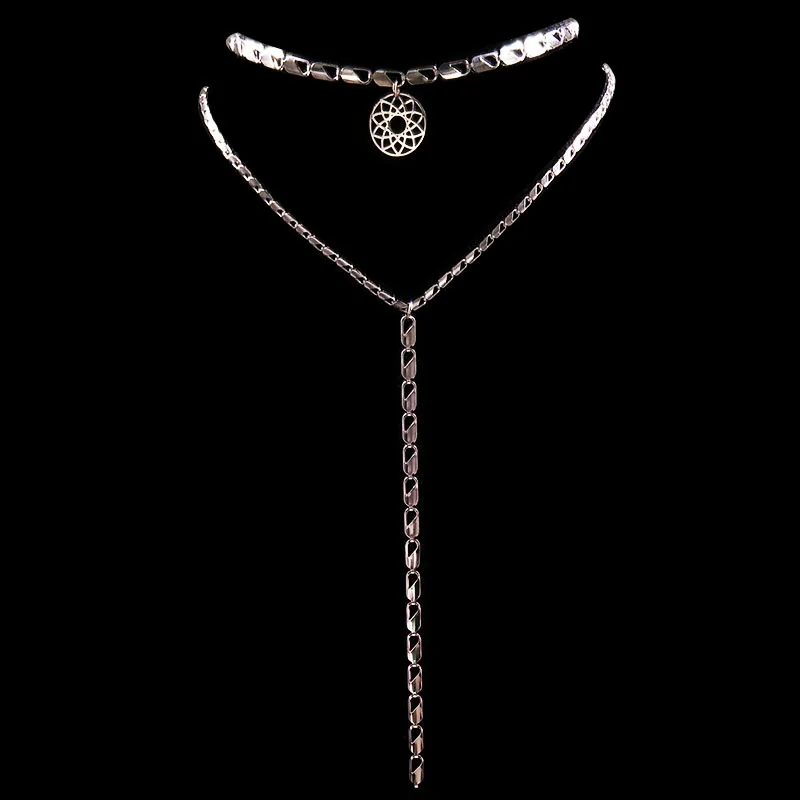 Женское Двухслойное ожерелье из нержавеющей стали joyas N18000 серебряное чокер 2020|color