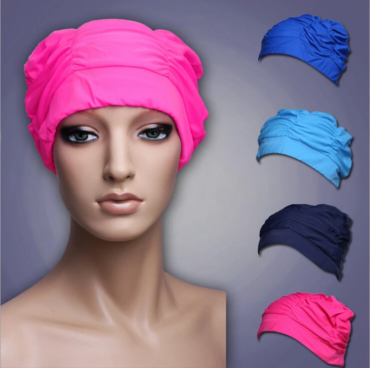 Ladies Womens Swimming Hat Swim Bathing Turban Elasticated woman Long Hair Large Comfortable Caps | Спорт и развлечения