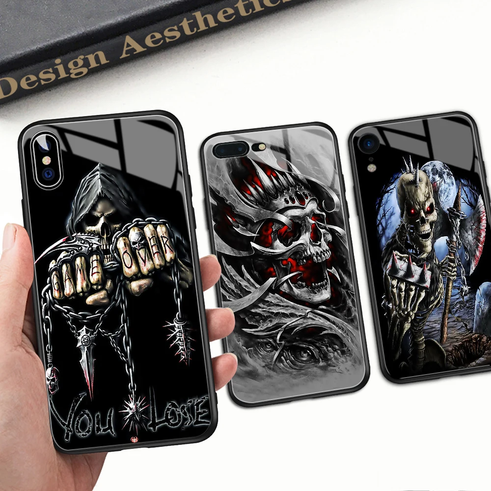 FinderCase чехол для iPhone 7 стеклянный крутой череп узорная твердая задняя крышка 6 6S 8