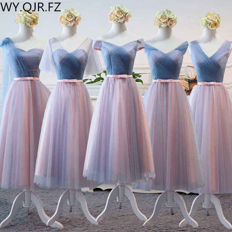 YYMY02Z # Длинные платья подружки невесты средней длины с V-образным вырезом на