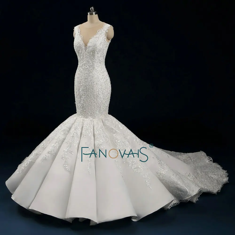 Плюс Размер Кружева Свадебное Платье Русалка Vestido Dе Noiva 2019 Роскошные Свадебные
