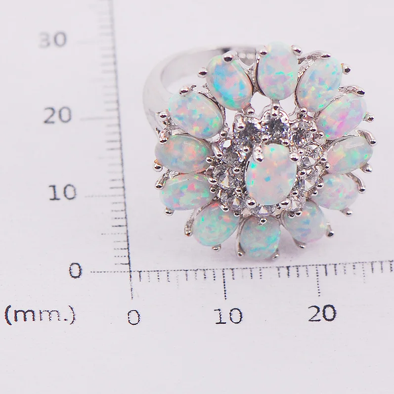 Женское кольцо из серебра с белым огненным опалом размеры 6 7 8 9 10 11 F577|ring size|jewelry