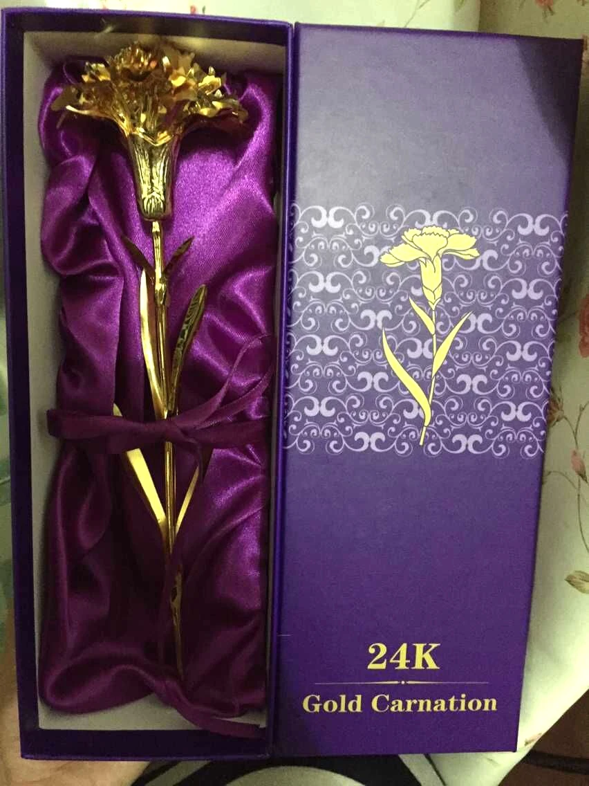 24k золотой цветок гвоздики идеальный праздничный подарок на день матери рождения