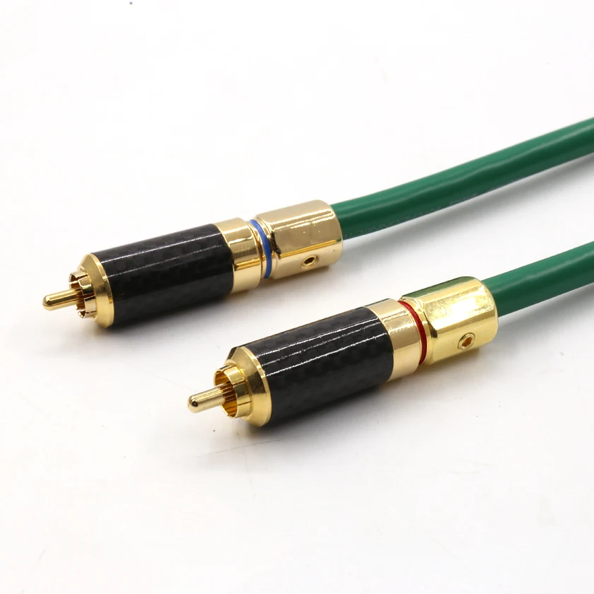 Пара 8N Чистая медь с серебряным покрытием RCA Hi Fi соединение кабелем углеродное