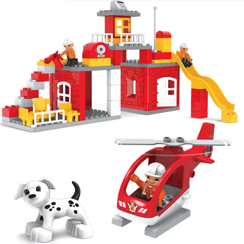 Большой размер 90 шт. пожарная станция модель двигателя строительные блоки