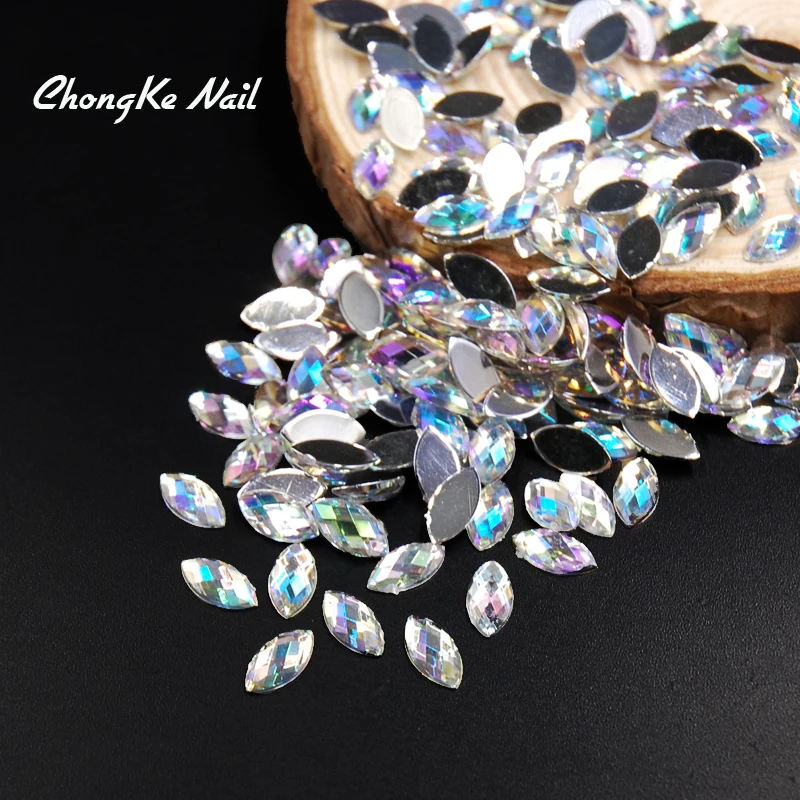 Высокое качество ногтей кристально чистый AB конский глаз дизайн Акриловые