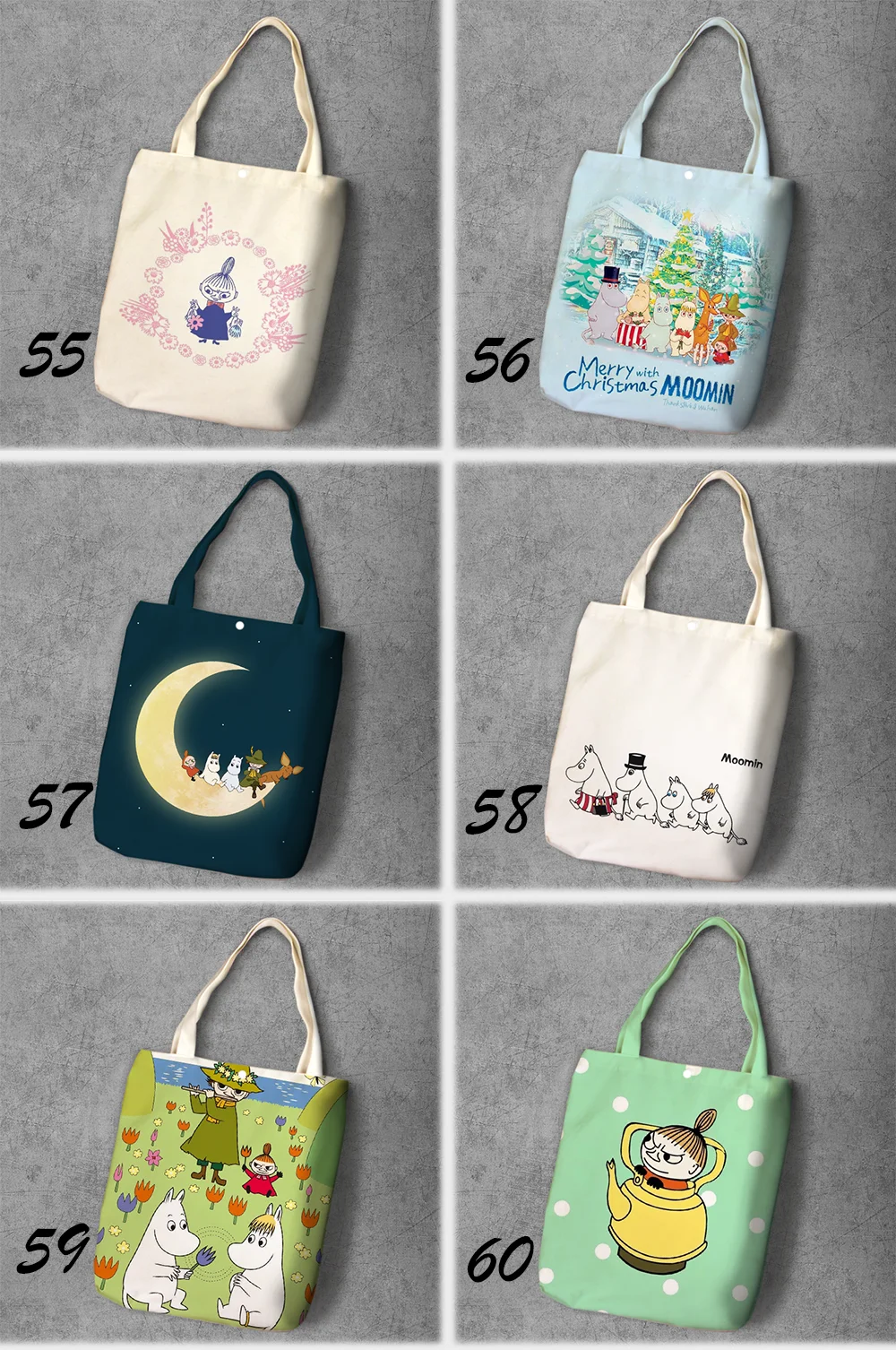 Moomin сумка для покупок милый гиппопотам тонкий маленький мой рюкзак на плечо Студенческая Холщовая Сумка с принтом Сумка-тоут на кнопках Холщовая Сумка