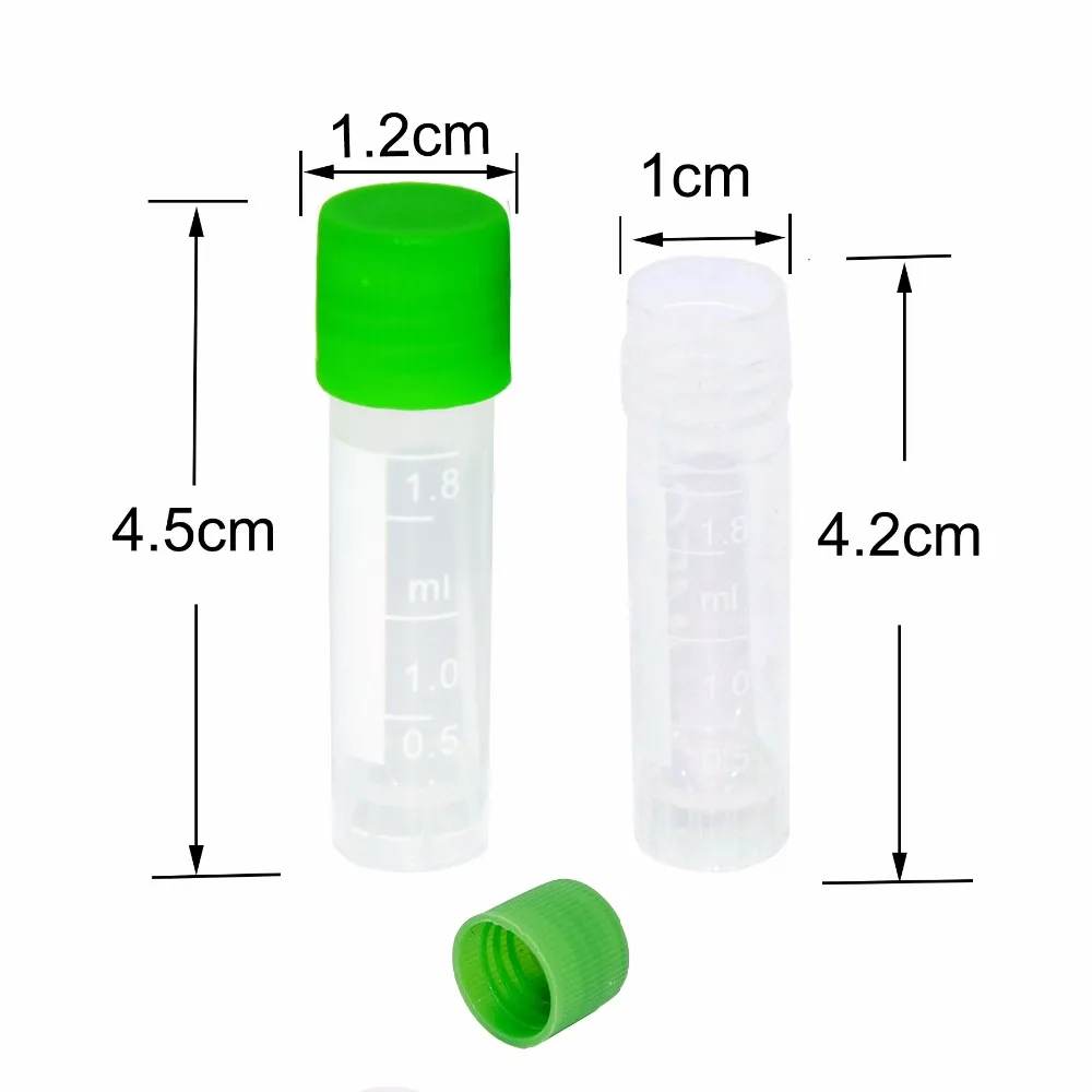 100 PCS Clear Plastic Test Tubes Centrifuge 1.8ml Science Lab Microcentrifuge (Green) | Канцтовары для офиса и дома