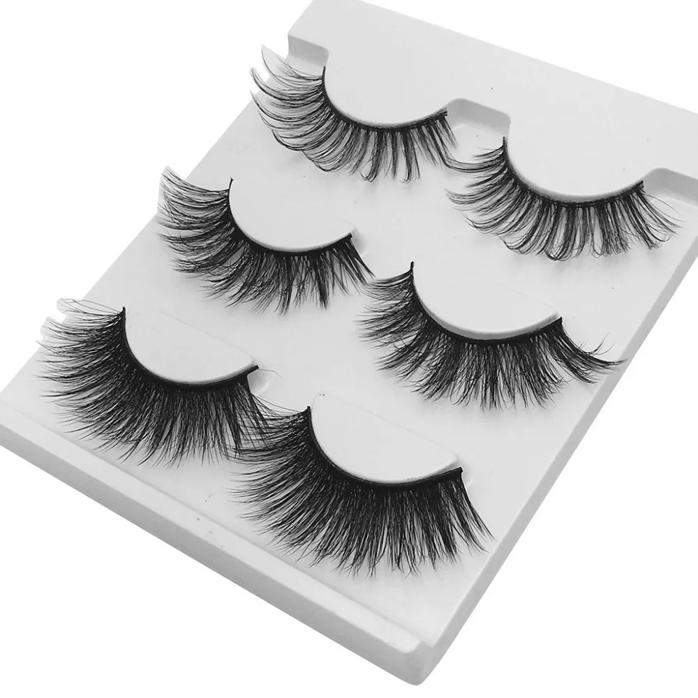 Объемные Накладные ресницы 3 пары смешанных насадок натуральные ручные