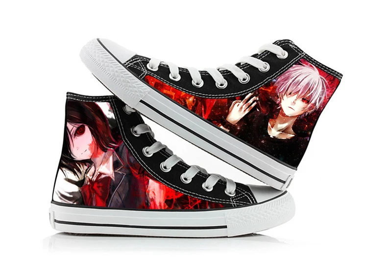 Обувь с принтом из аниме «Токийский Гуль» Kaneki Ken; обувь для косплея; обувь на плоской подошве для мужчин и женщин; кроссовки для бега; унисекс