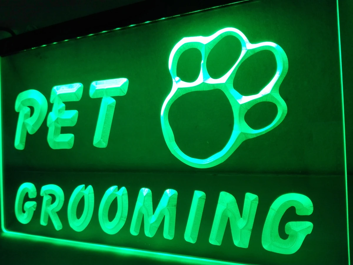 LB276- OPEN PET GROOMING  Dog Cat   LED Neon Light Sign     home decor  crafts