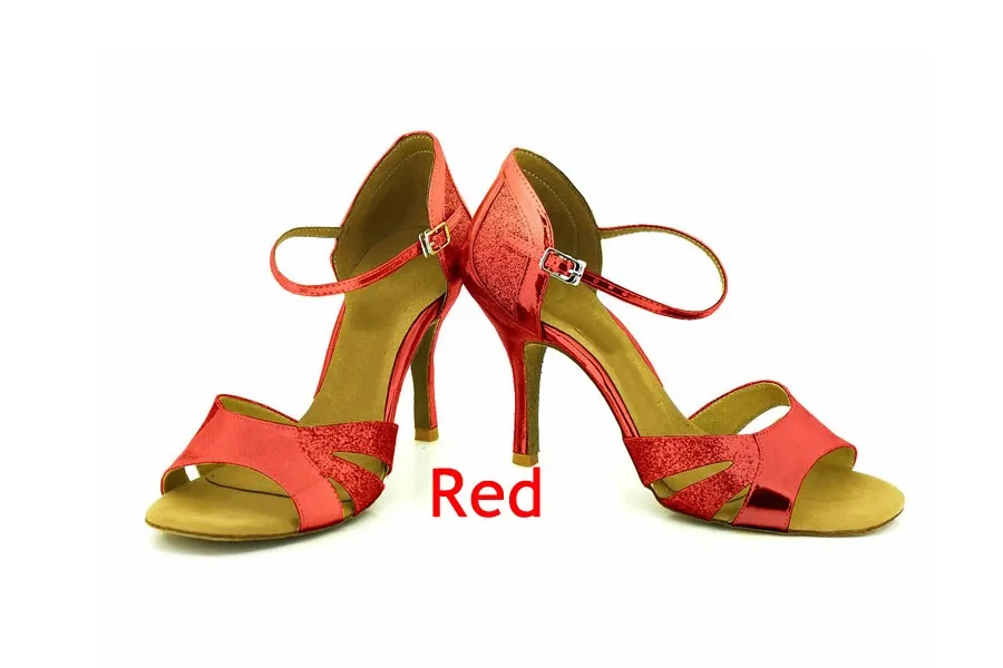 red heel 75mm Обувь для латинских танцев; блестящие туфли для танцев; женские кроссовки; цвет черный, красный, золотой, синий; вечерние туфли для вальса; мягкая подошва; JuseDanc - Цвет: red heel 75mm