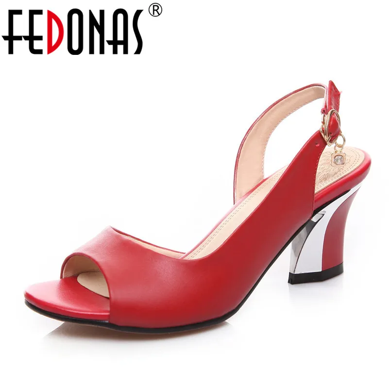 FEDONAS/2021 Женская пикантная обувь из натуральной кожи Женские туфли лодочки Модные