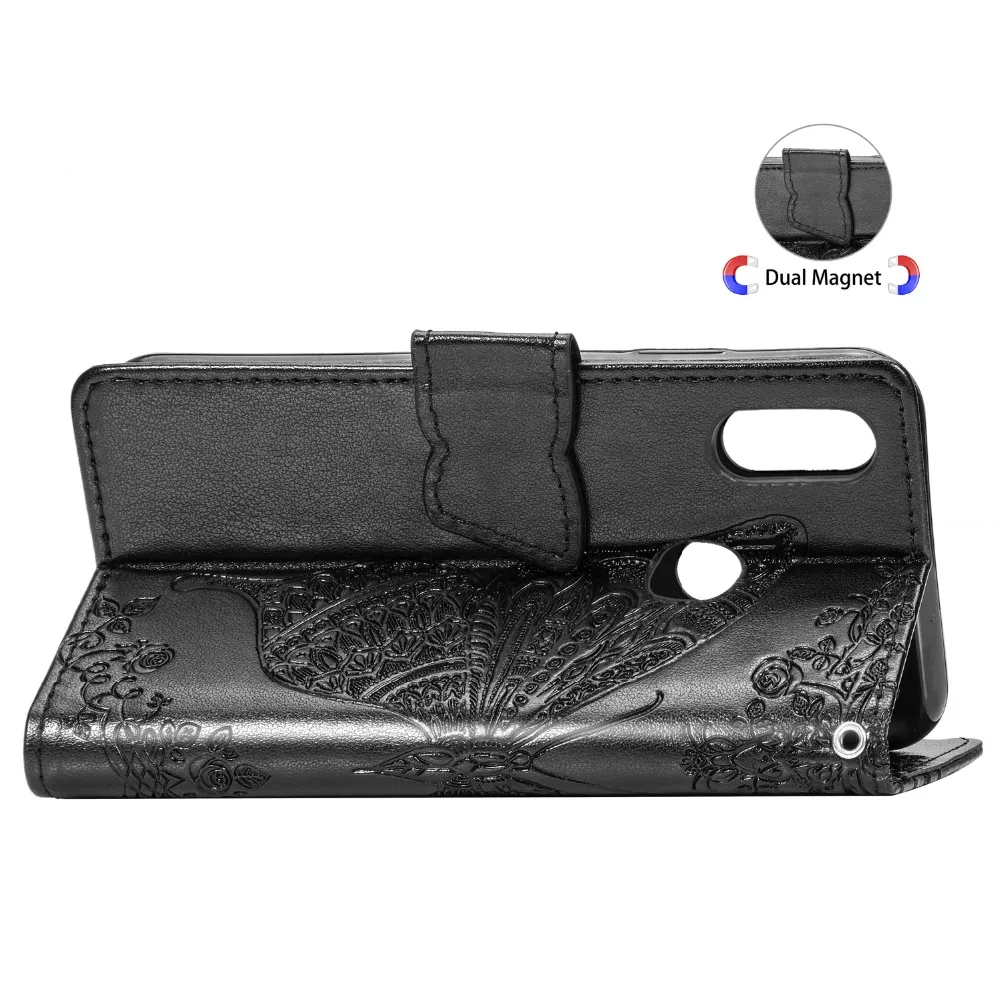 Для Huawei y7 2019 кожаный чехол-бумажник с цветком бабочкой и цветами для huawei Y7 prime |