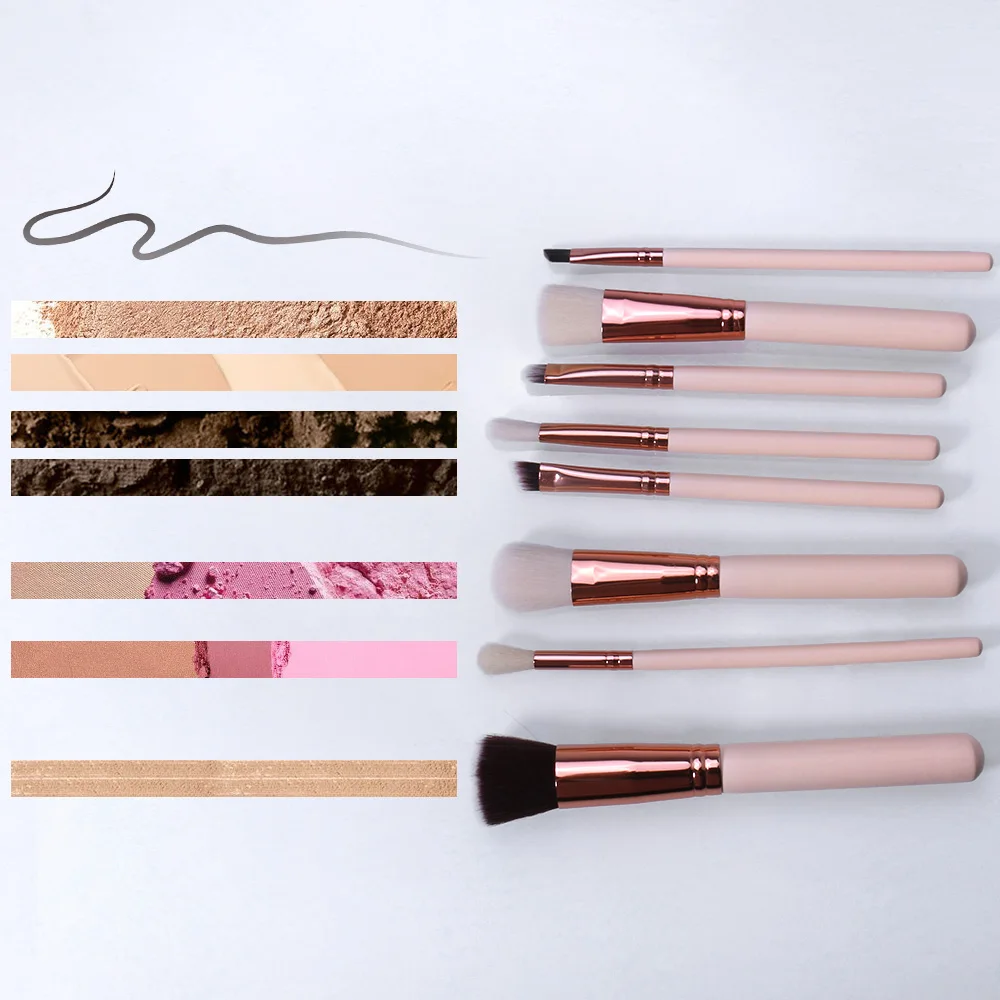 O.TWO.O 8pcs/lot Makeup Brushes Set Synthetic Cosmetic Powder Brush Blush Concealer Blusher Eyeshdow Eyeliner Eyebrow | Красота и