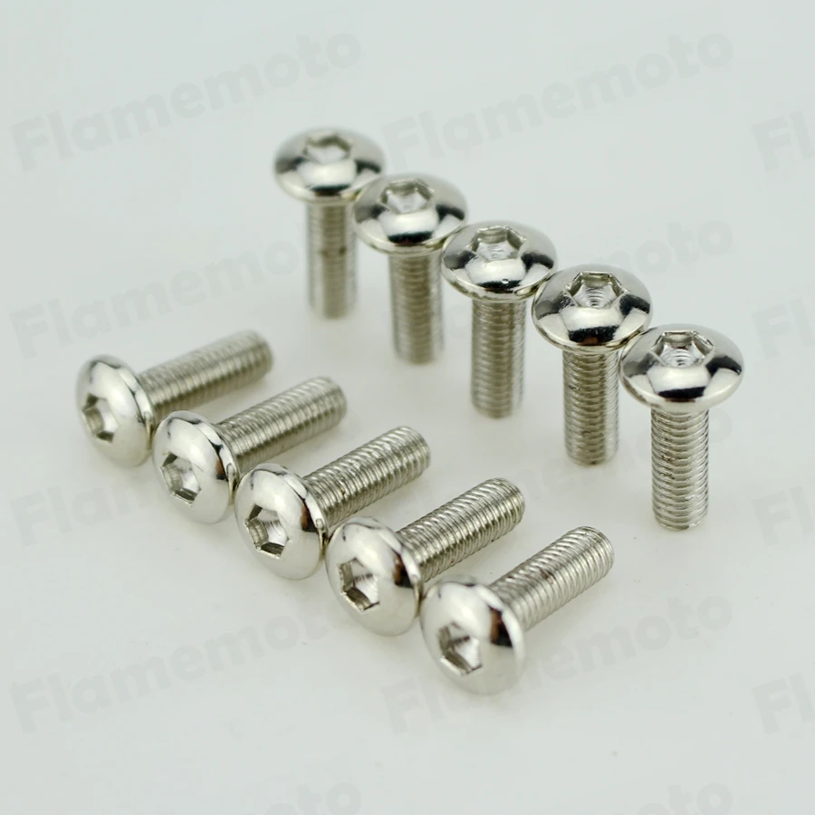 

Motorcycle 10pcs Steel Bolts Screw Chrome M5 x 16mm Hight Quality