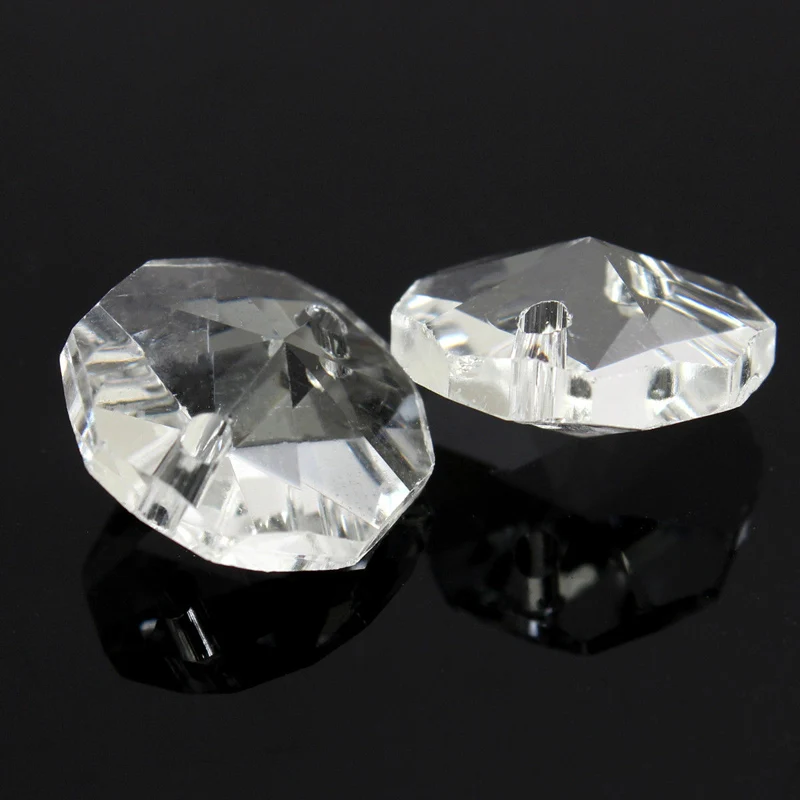 New 14mm 50PCS Chic Luster Crystal Glass Octagonal Beads Clear Chandelier Parts Chandelier Pendant Prism Parts Lighting Decor