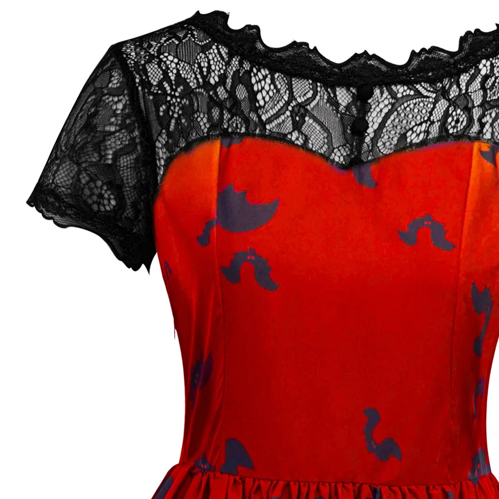 Женское винтажное платье с короткими рукавами VESTLINDA заколка на Хеллоуин принтом