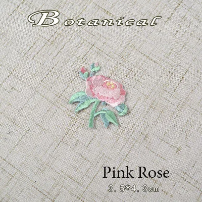 pink rose AHYONNIEX РОЗА Подсолнух Орхидея Малиновая вышитая нашивка для одежды Железный цветок аппликация нашивка Джинсы наклейка на одежду - Цвет: pink rose