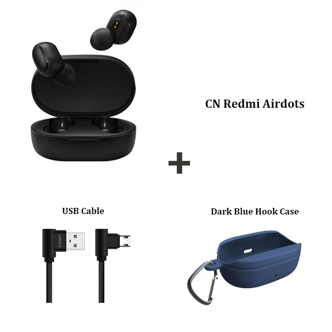 CN Add cable Hook Xiaomi Redmi Airdots TWS беспроводной Bluetooth 5,0 наушники стерео бас с микрофоном Handsfree Спорт шумоподавление беспроводные наушники - Цвет: CN Add cable Hook