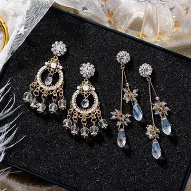 Boho винтажная Мода Стиль преувеличенная капля цветок уникальный кристалл