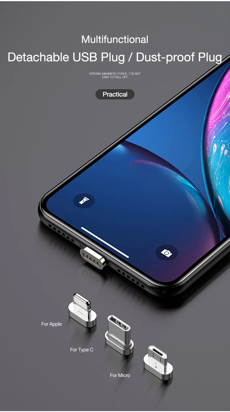 Cafele 1 м светодиодный магнитный USB кабель для iPhone Xs Max X 8 7 6 usb type-C кабель Micro USB кабель для samsung Xiaomi huawei USB-C