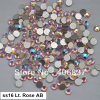 free shipping 1440pcslot ss16 3 8 4 0mm light rose ab flat back non hotfix glue on nail art rhinestones