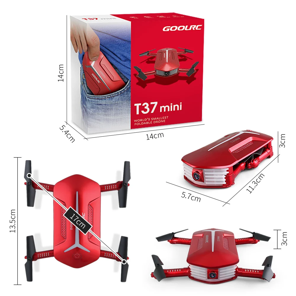 Набор T37 H37 6-Axis Gyro WI-FI FPV 720P HD Камера Дрон для селфи Mini дроны складной Дрон RC Карманный Дрон-Квадрокоптер с дистанционным управлением и аккумуляторы для игрушек