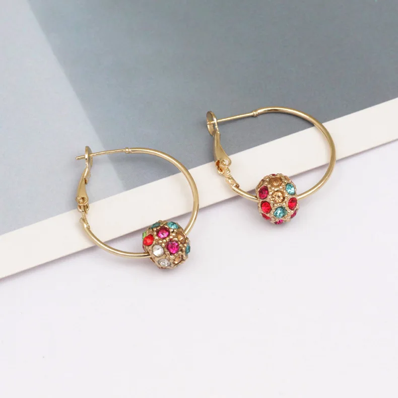 Женские серьги с круглыми шариками Lucky Модные Разноцветные