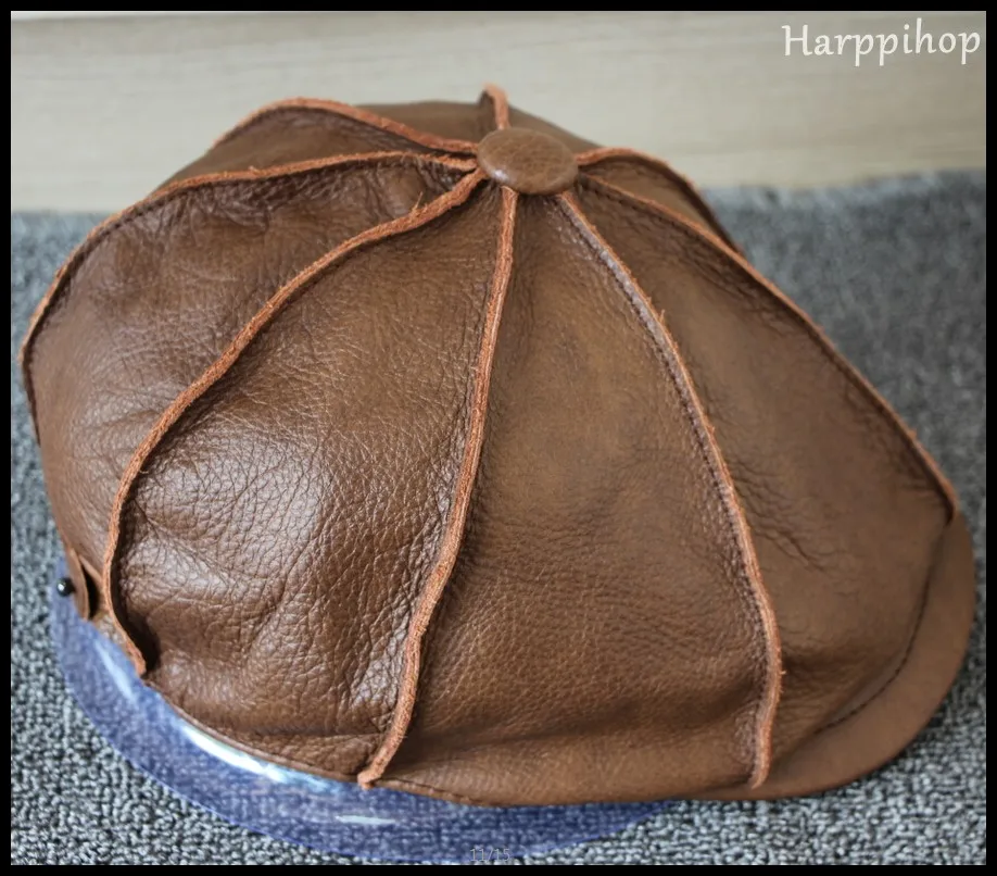 Harppihop Мех животных L-002 из натуральной коровьей кожи Кепка головной убор Cattlehide теплые зимние восемь углов шапки