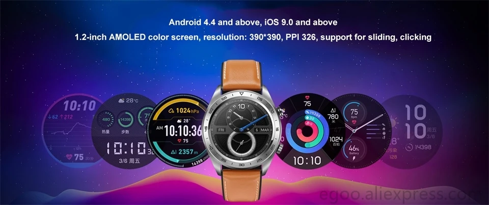 Новейший huawei honor watch magic smartwatch 1,2 дюймов AMOLED сенсорный экран heartrate мониторинг BT4.2 BLE gps 5ATM водонепроницаемый
