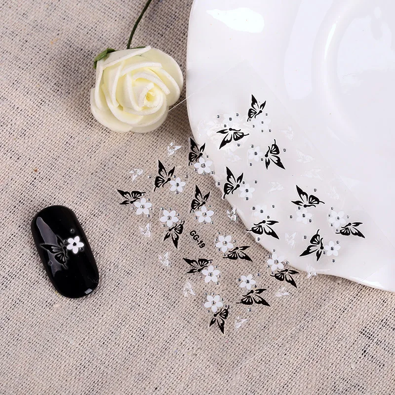 24Pcs/Lot Plastic 3D Charms Nail Art Gel Sticker DIY Flower Butterfly Design Manicure Decorations Tools Decals For Nails JH486 | Красота и