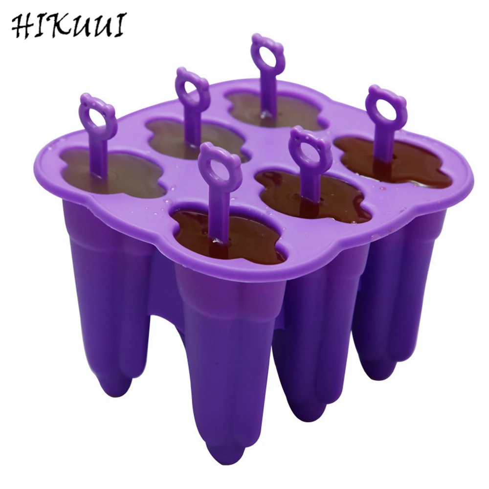 Безопасные силиконовые 6 ячеек мороженого Летние Замороженные льда поп плесень