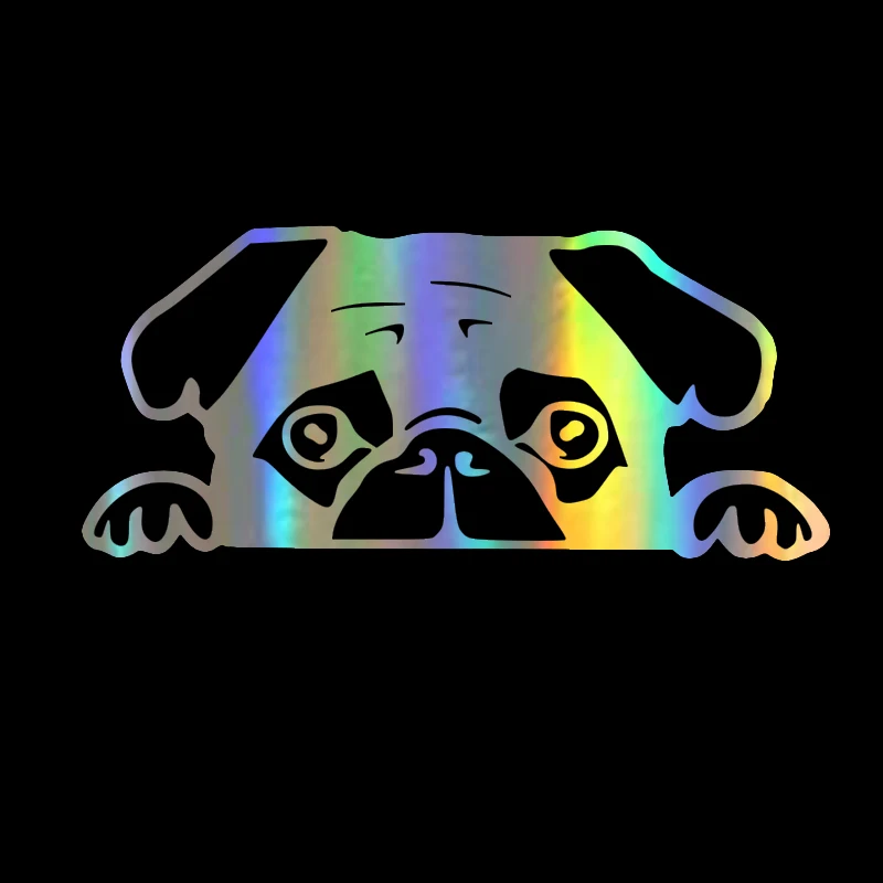 Виниловая наклейка Peeking Pug Puppy Cut для автомобиля 15*6 7 см черный серебристый лазер |