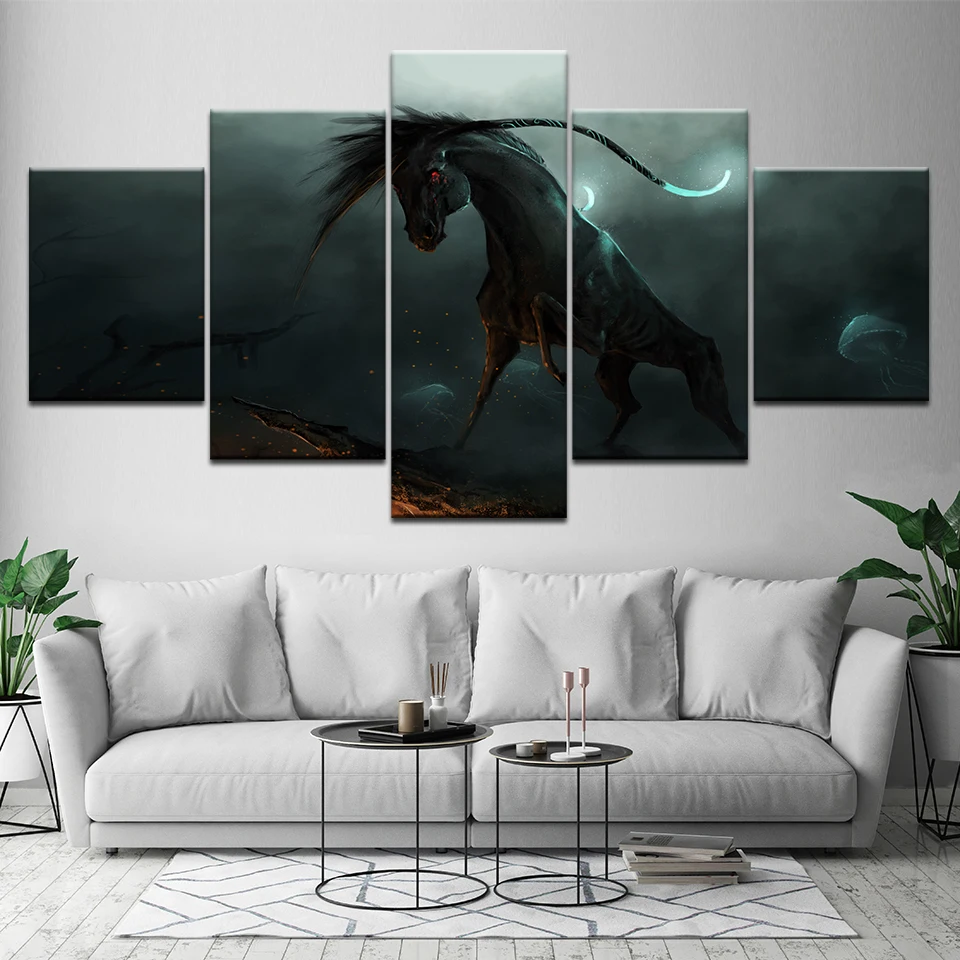 5 шт./компл. готическое лошадь Wall Art Картины изображение Печать на холсте для