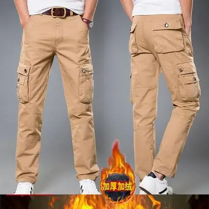 Khaki Брендовые мужские спортивные штаны больших размеров 28-40, тонкие прямые мужские повседневные штаны, мужские брюки с карманами, военные камуфляжные тактические штаны для бега - Цвет: Khaki