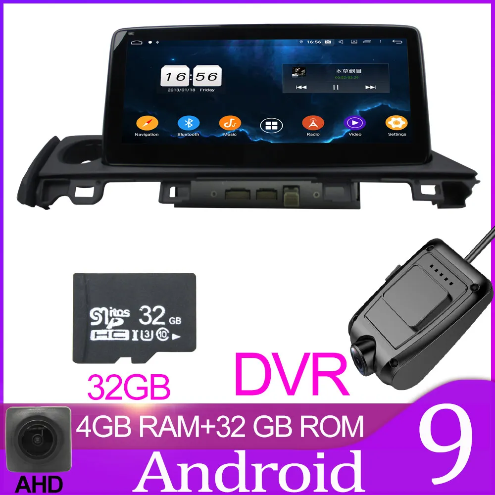 32GB With DVR Owtosin автомобильный Радио Мультимедиа Видео плеер навигация gps Android 9,0 для MAZDA 6 автомобиль 4 Гб ram 32 Гб rom - Цвет: 32GB With DVR