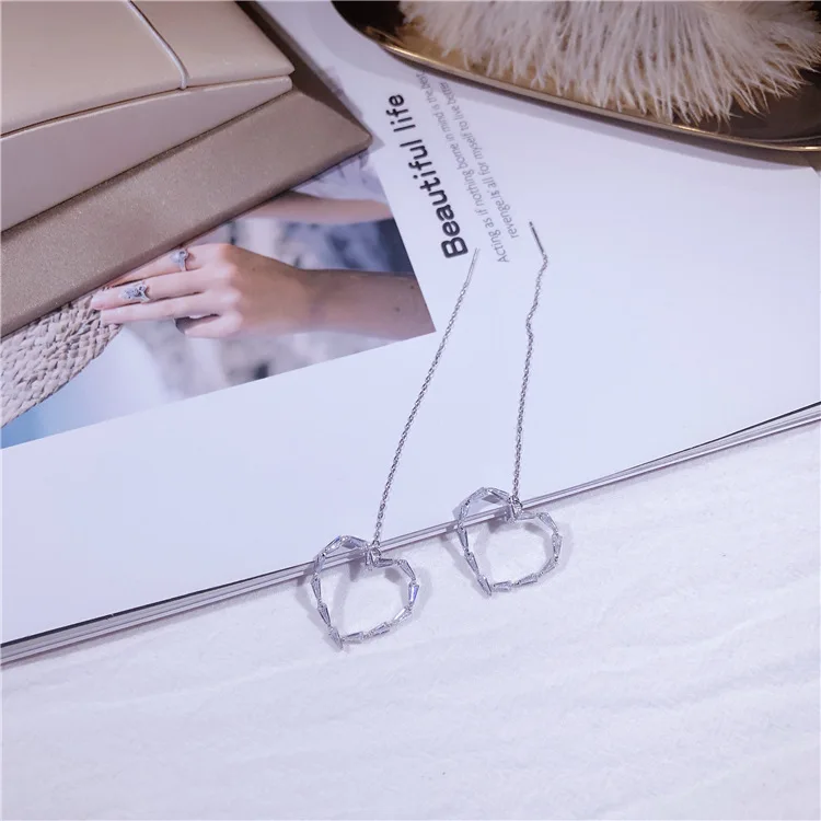 

2019 New Arrival Quality Zircon Decorative Romantic Stud Earrings Real 925 Sterling Silver Sweet Heart Earrings