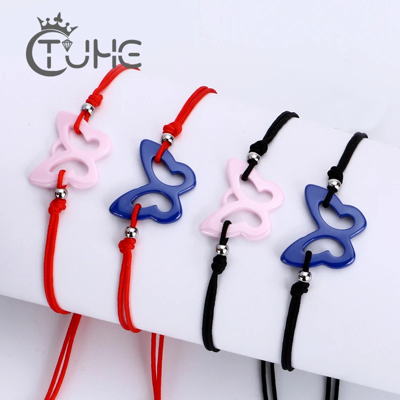 Керамические браслеты на удачу с Красной веревкой 2 шт./лот черный Регулируемый