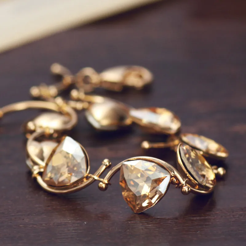 Neoglory Кристальный очаровательный браслет трендовый треугольный дизайн ювелирное