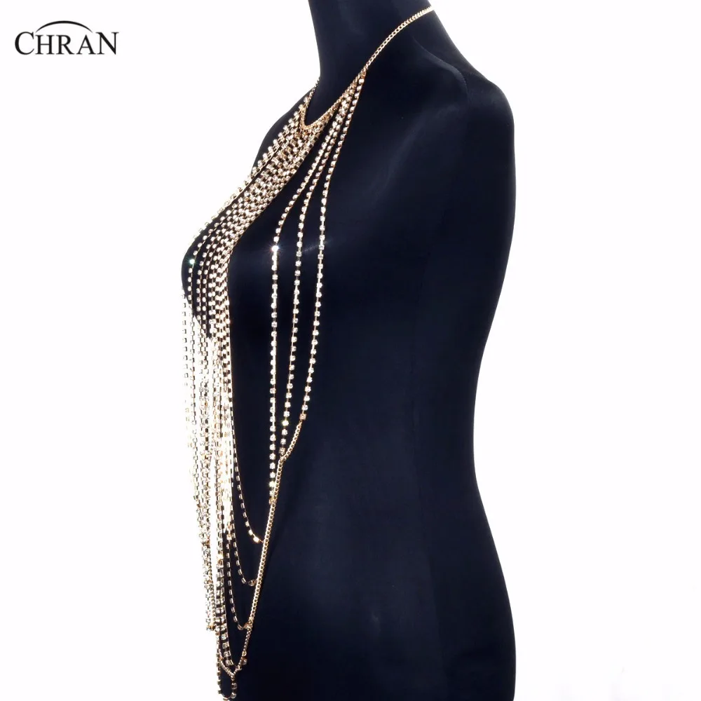 Chran пляжная цепь бюстгалтер рабыни жгут через шею ожерелье со стразами EDM для