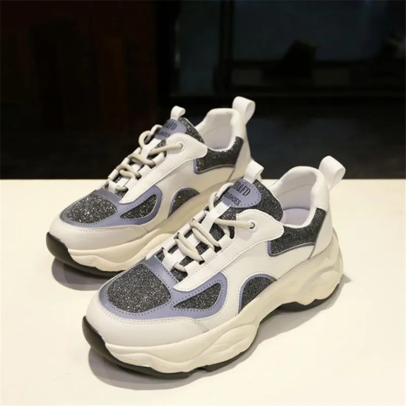 Кроссовки женские из натуральной кожи на шнуровке с круглым носком|Женские