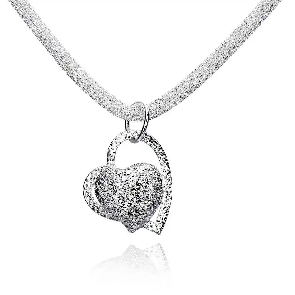 Женское ожерелье с подвеской в виде сердца серебро 925 пробы|necklace chain|collier femmewomen